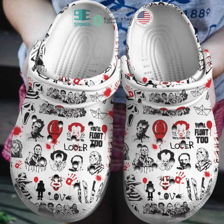 personalized horror characters pattern white crocs crocband clog 1 17040