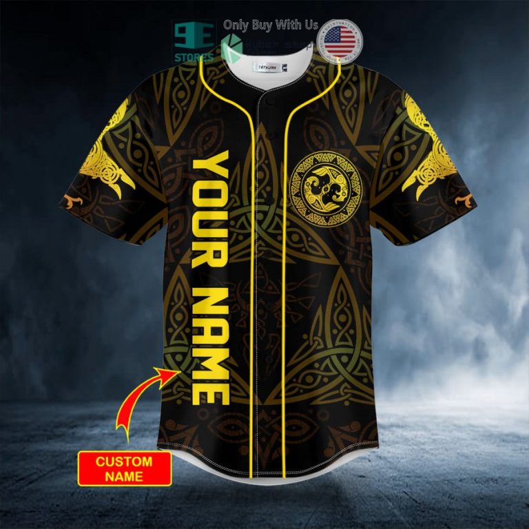 personalized huginn n muninn valknut viking yellow tattoo custom baseball jersey 3 36593