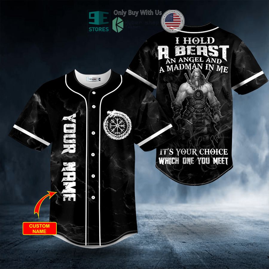 personalized i hold a beast an angel and madman in me skull custom baseball jersey 1 20448