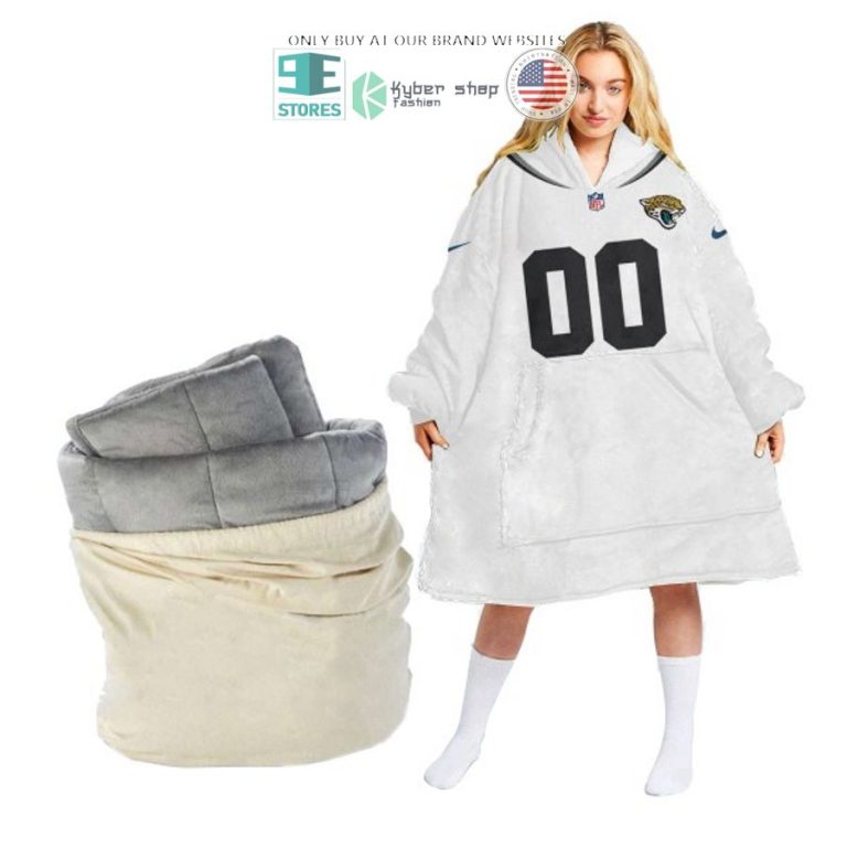 personalized jacksonville jaguars white sherpa hoodie blanket 1 19990