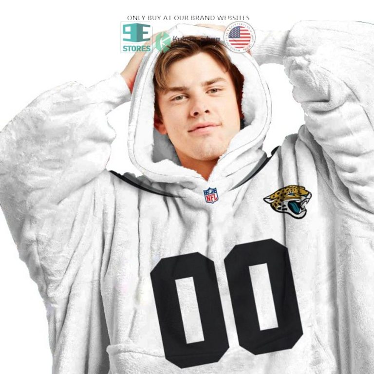 personalized jacksonville jaguars white sherpa hoodie blanket 3 16810