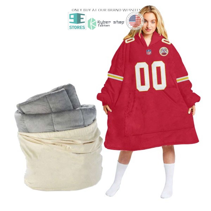 personalized kansas city chiefs afc lh red sherpa hoodie blanket 1 90723