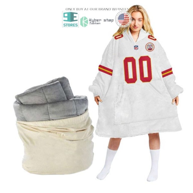 personalized kansas city chiefs afc lh white red sherpa hoodie blanket 1 76381