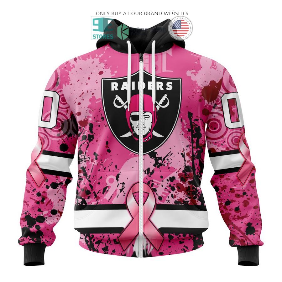 personalized las vegas raiders breast cancer awareness 3d shirt hoodie 2 4746