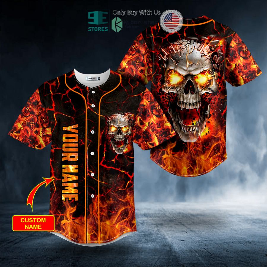 personalized lava mad fire skull custom baseball jersey 1 46315