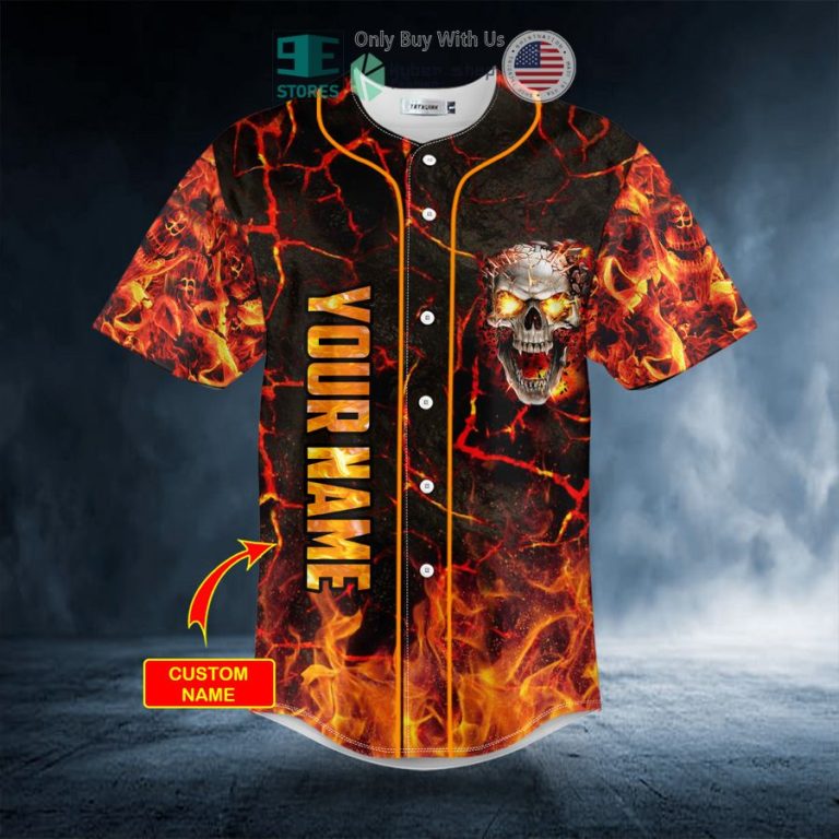 personalized lava mad fire skull custom baseball jersey 3 18898