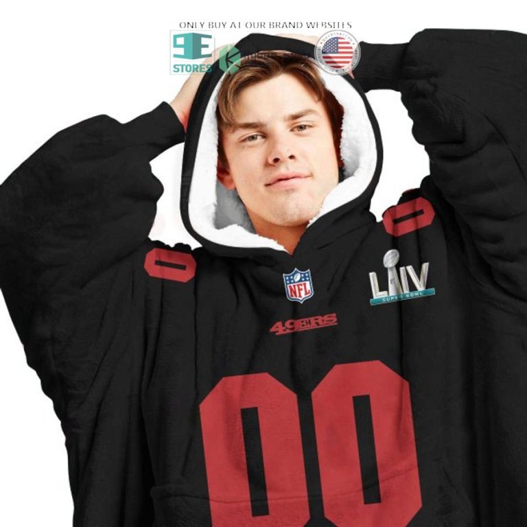 personalized liiv san francisco 49ers black sherpa hoodie blanket 3 61883