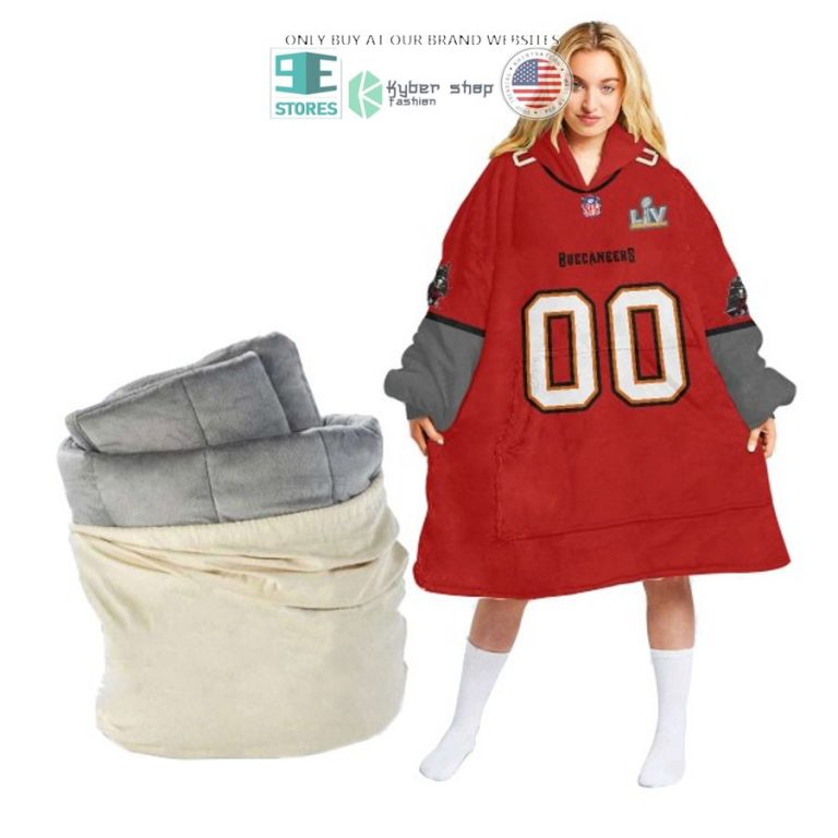 personalized liv tampa bay buccaneers red sherpa hoodie blanket 1 16506