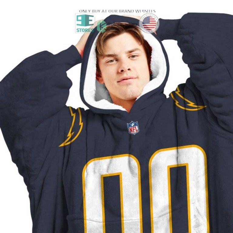 personalized los angeles chargers black sherpa hoodie blanket 3 22394