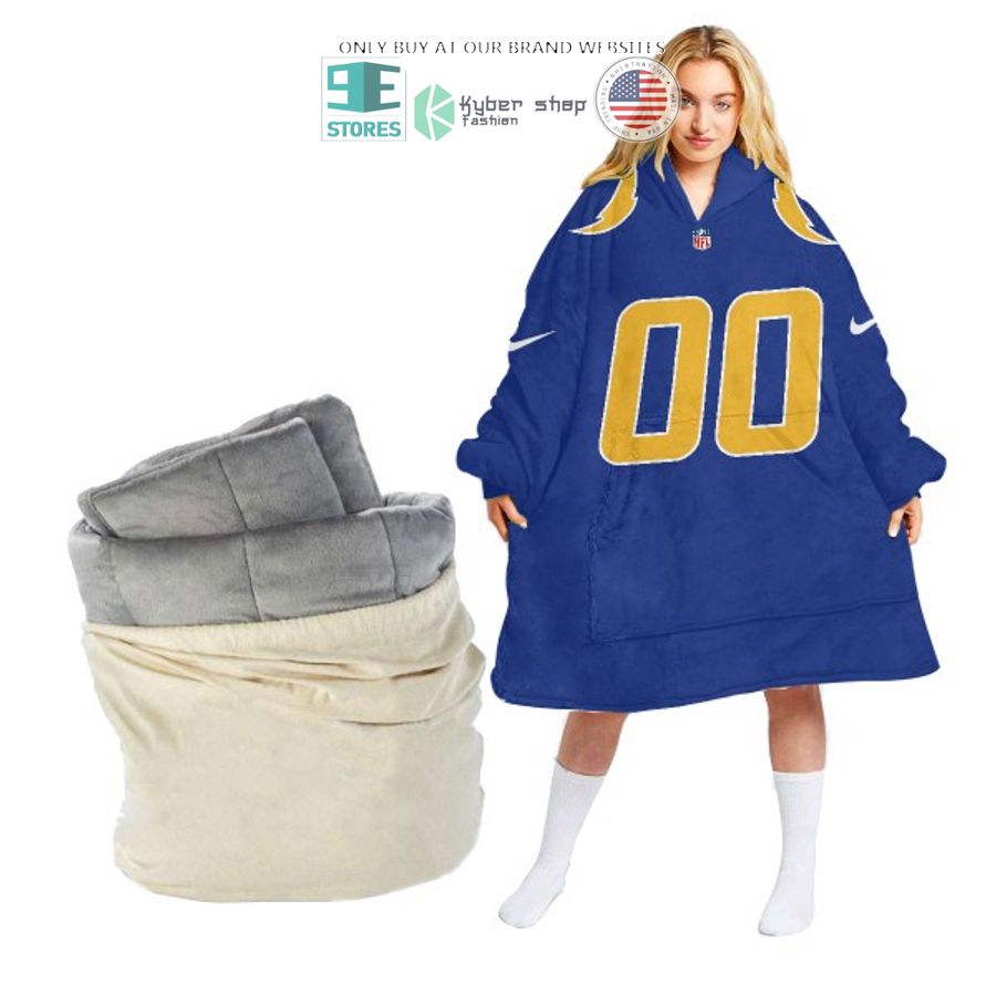 personalized los angeles chargers blue yellow sherpa hoodie blanket 1 90077