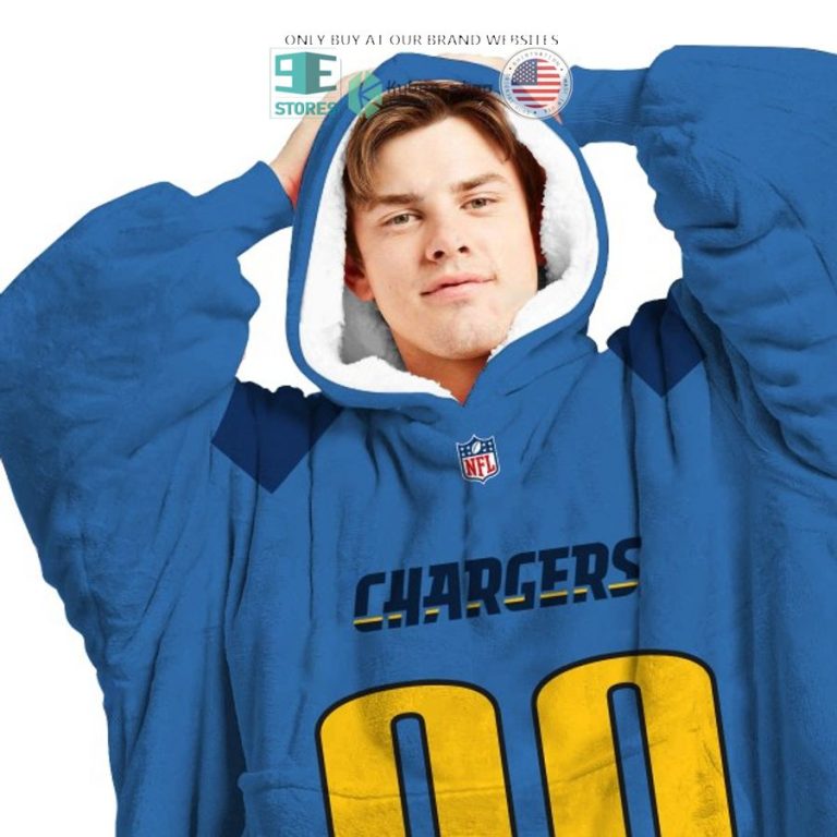 personalized los angeles chargers logo nfl blue sherpa hoodie blanket 3 94457