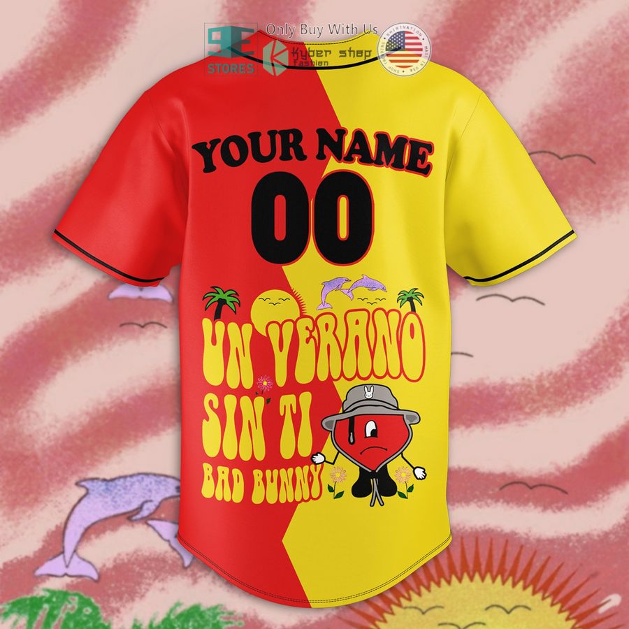 personalized los angeles dodgers un verano sin ti bad bunny yellow red baseball jersey 2 54611