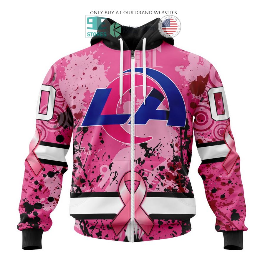 personalized los angeles rams breast cancer awareness 3d shirt hoodie 2 46400
