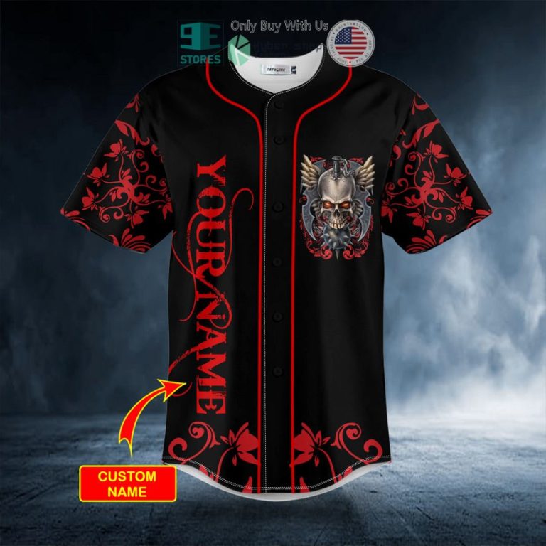 personalized mace viking swords winged skull custom baseball jersey 3 34370