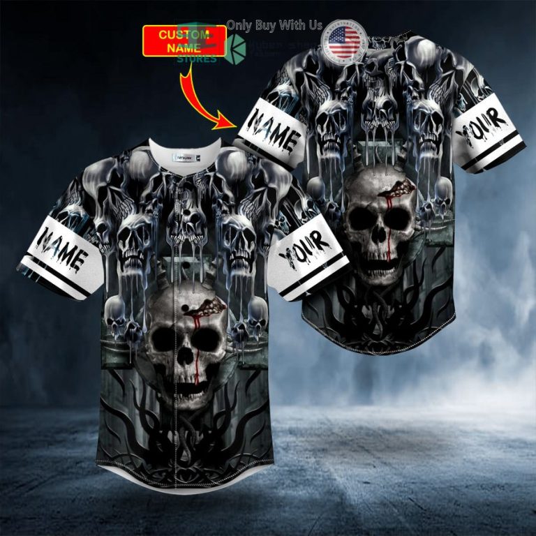 personalized melting cracked skull custom baseball jersey 1 51750