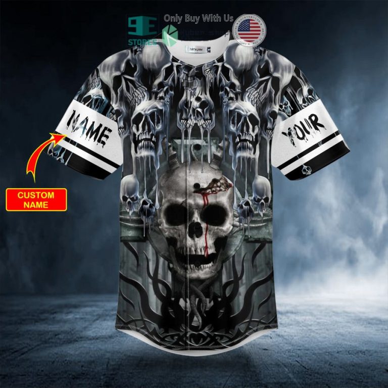 personalized melting cracked skull custom baseball jersey 3 3161