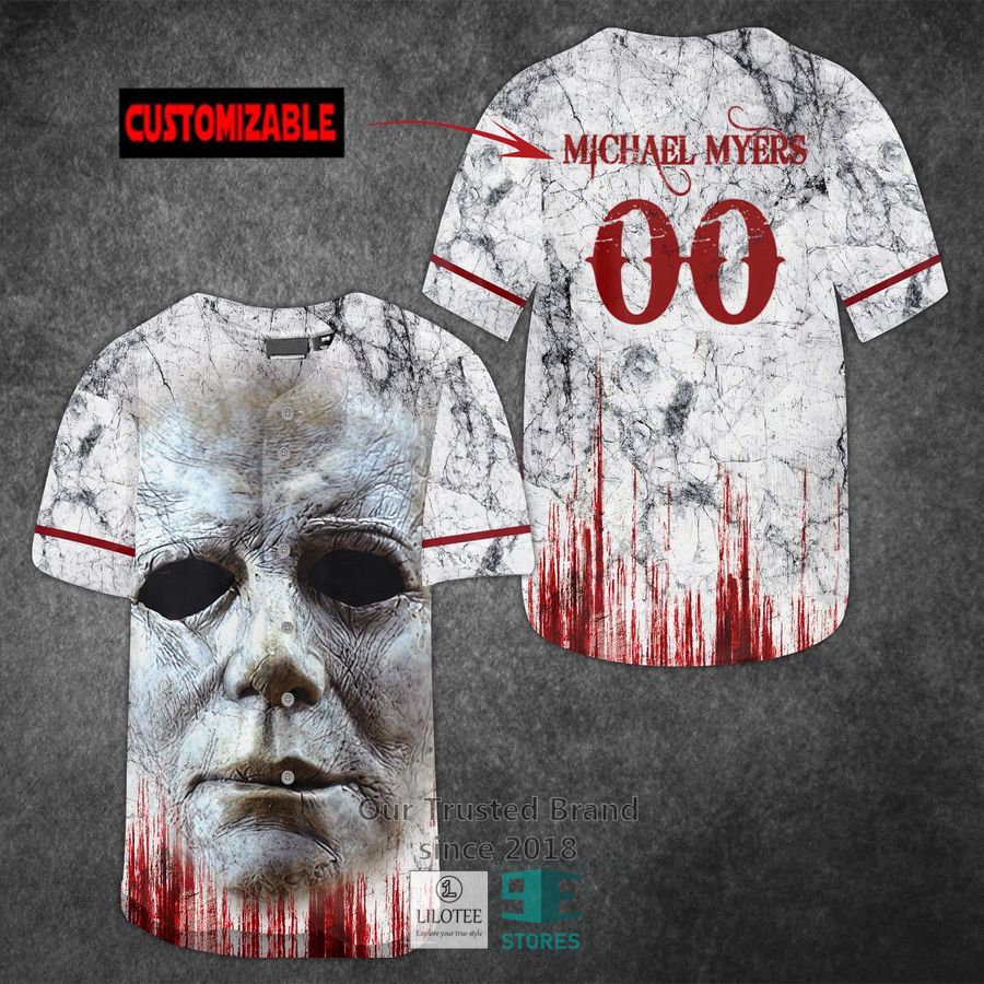 personalized michael myers 3d face blood horror movie baseball jersey 1 21060