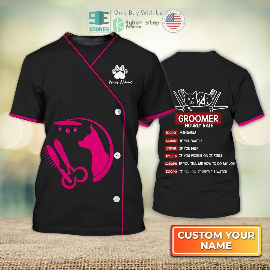 personalized miniature pinscher dog groomer pet groomer uniform pink salon pet 3d shirt 1 38704