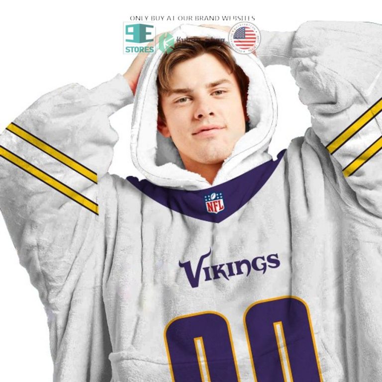 personalized minnesota vikings white sherpa hoodie blanket 3 62494