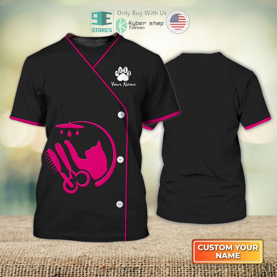 personalized my craft cat groomer pet groomer uniform pink salon pet 3d shirt 1 89948