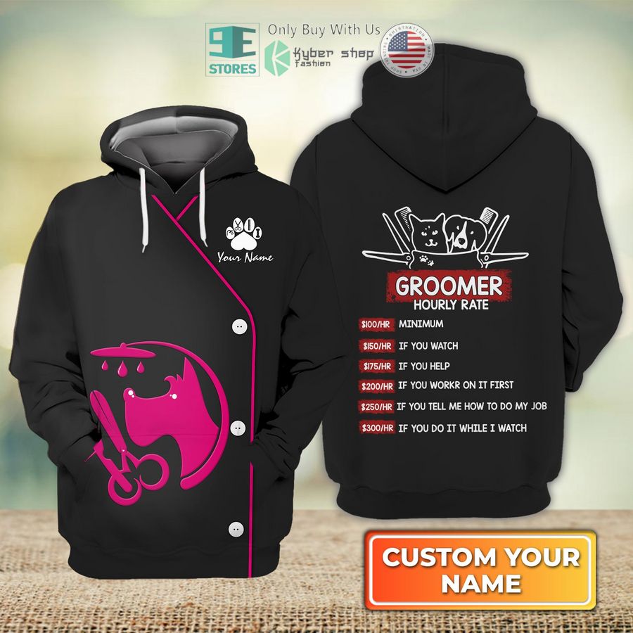 personalized my craft dog groomer pet groomer uniform pink salon pet 3d hoodie 1 30881