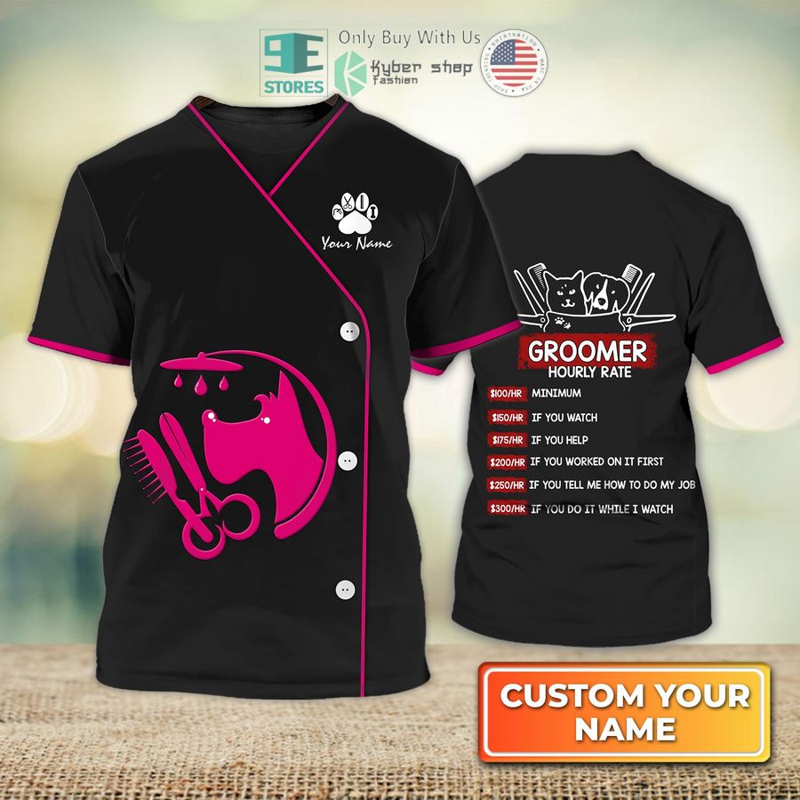 personalized my craft dog groomer pet groomer uniform pink salon pet 3d shirt 1 16688