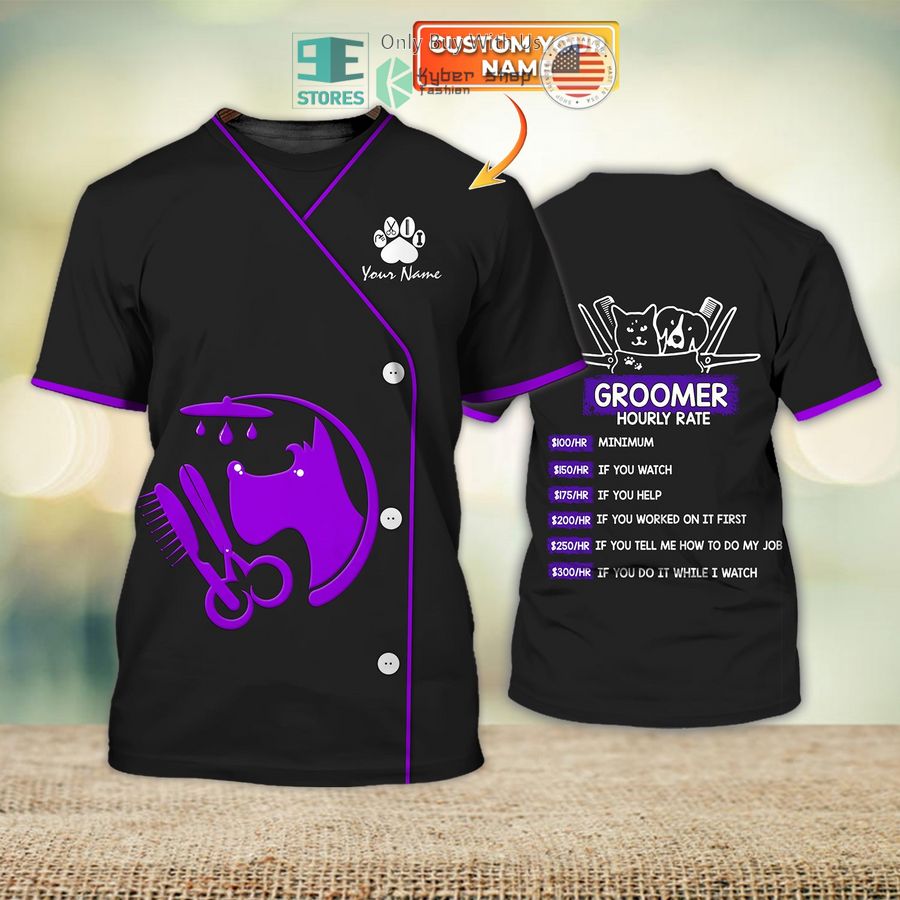 personalized my craft dog groomer pet groomer uniform purple salon pet 3d shirt 1 33062