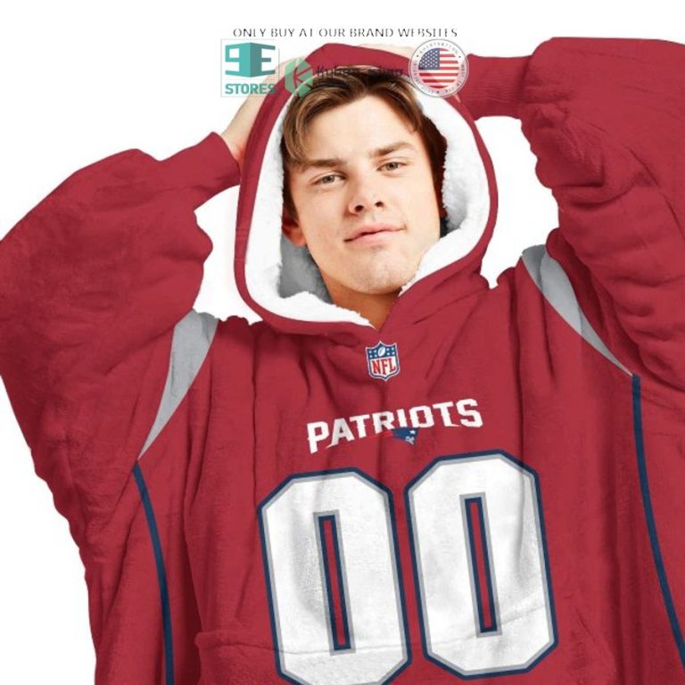 personalized new england patriots red sherpa hoodie blanket 3 9446