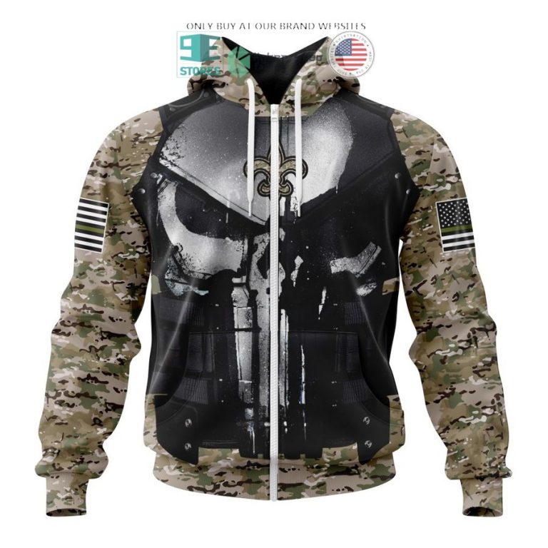 personalized new orleans saints skull punisher veteran camo 3d shirt hoodie 2 65763