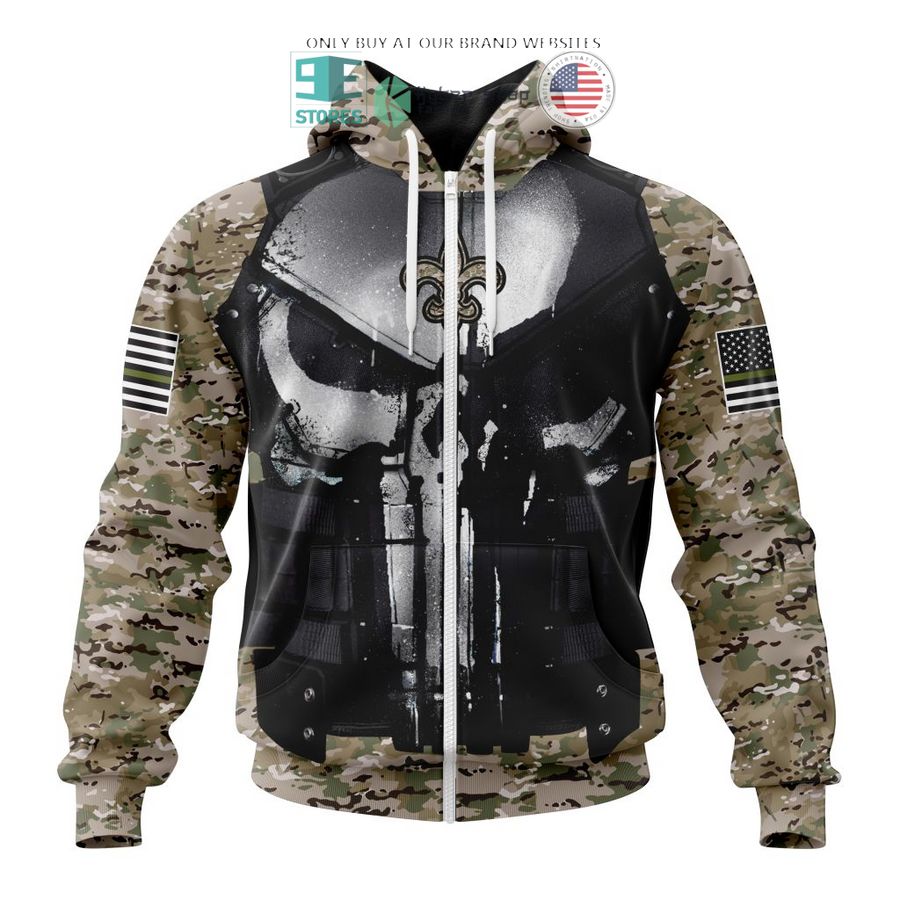 personalized new orleans saints skull punisher veteran camo 3d shirt hoodie 2 65763
