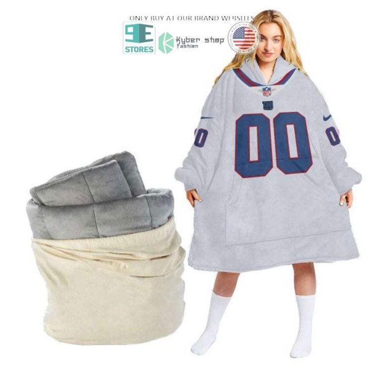 personalized new york giants logo grey sherpa hoodie blanket 1 63522