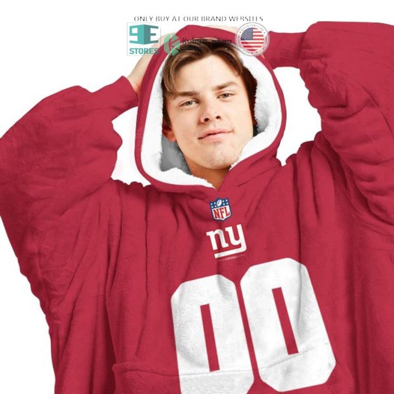 personalized new york giants nfl red sherpa hoodie blanket 3 53620