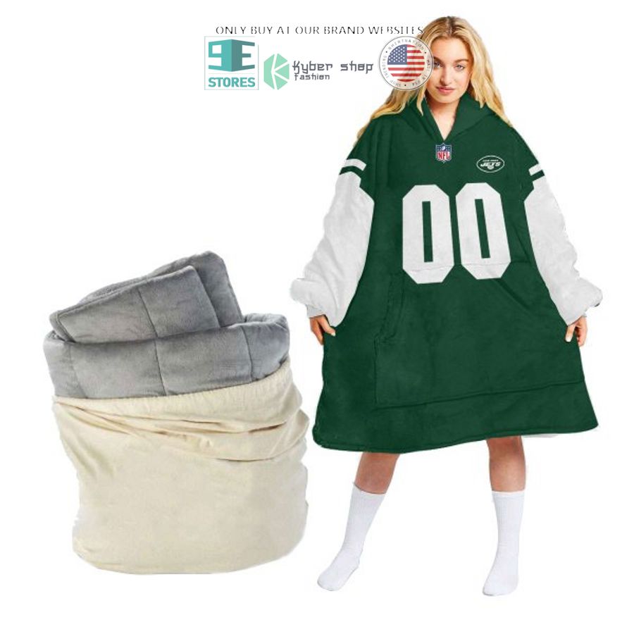 personalized new york jets green sherpa hoodie blanket 1 99238