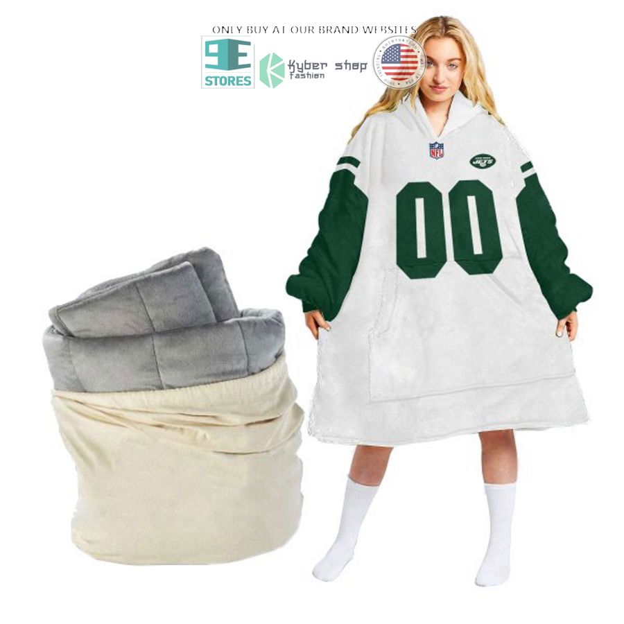 personalized new york jets white sherpa hoodie blanket 1 66225
