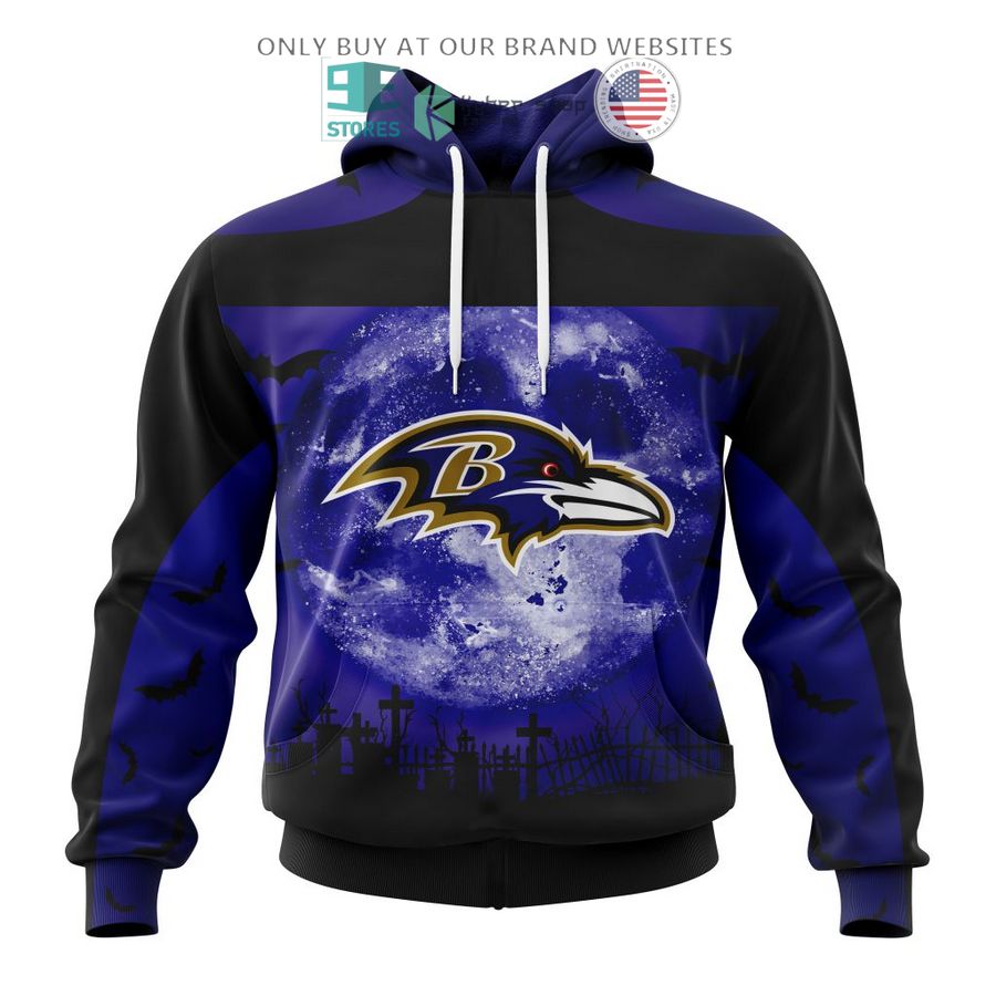 personalized nfl baltimore ravens halloween moon 3d shirt hoodie 1 83820