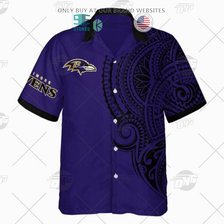 personalized nfl baltimore ravens polynesian tattoo hawaiian shirt 2 70857
