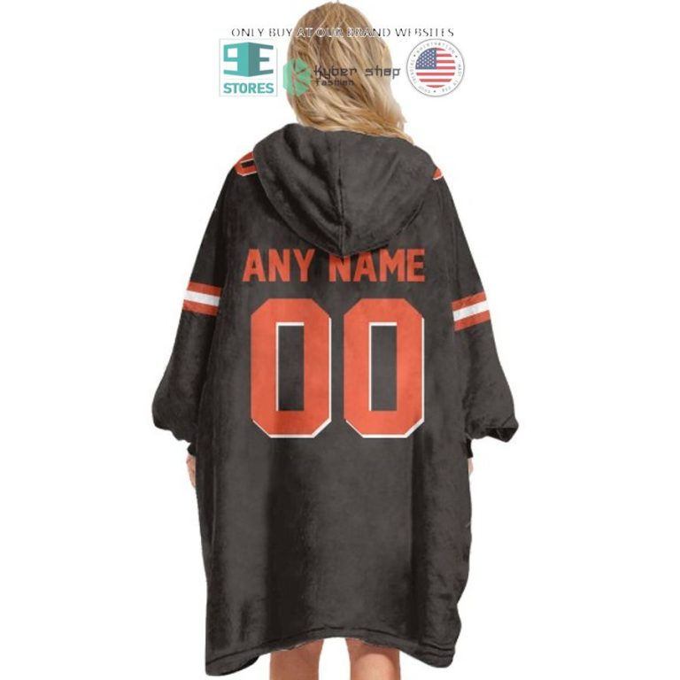 personalized nfl cleveland browns black sherpa hoodie blanket 3 93469