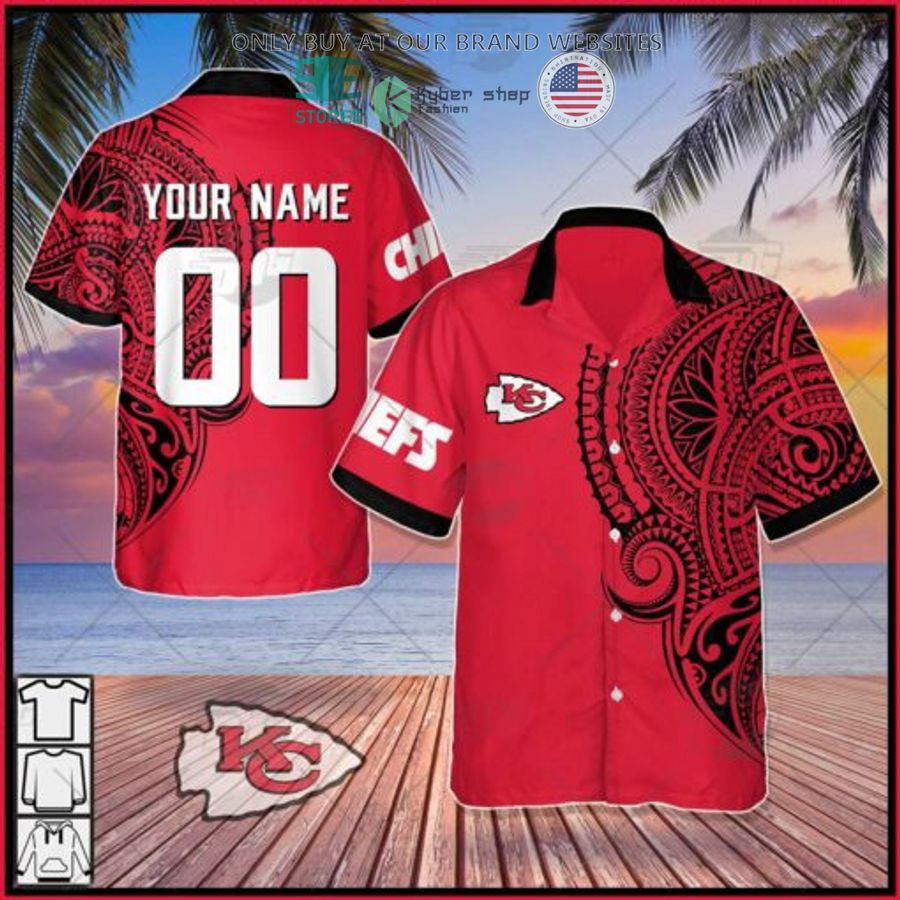 personalized nfl kansas city chiefs polynesian tattoo hawaiian shirt 1 38490