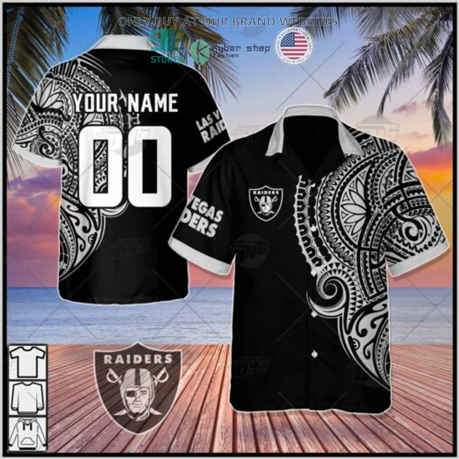 personalized nfl las vegas raiders polynesian tattoo hawaiian shirt 1 8487