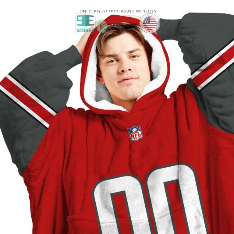 personalized nfl logo red grey sherpa hoodie blanket 3 65844