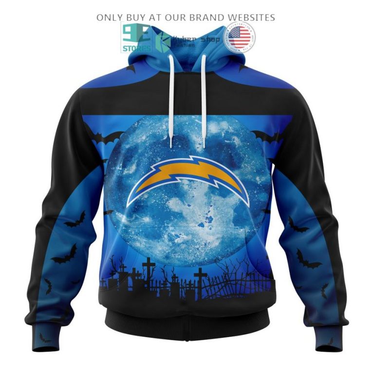 personalized nfl los angeles chargers halloween moon 3d shirt hoodie 1 49812