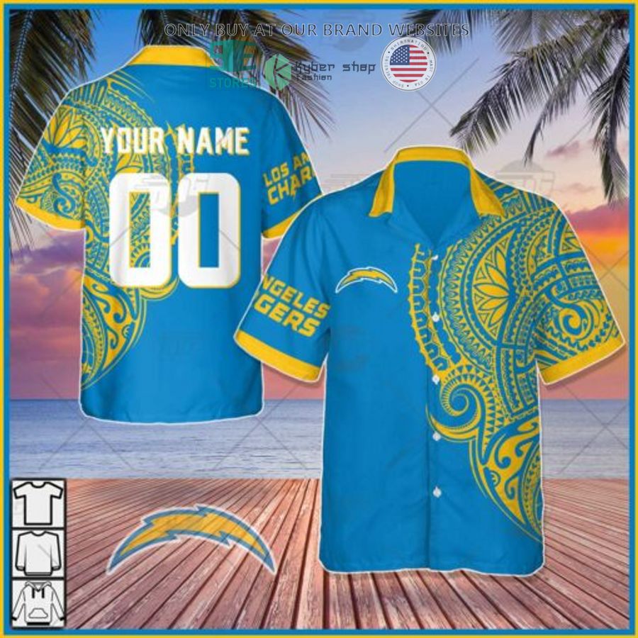 personalized nfl los angeles chargers polynesian tattoo hawaiian shirt 1 87917