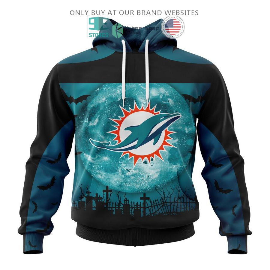 personalized nfl miami dolphins halloween moon 3d shirt hoodie 1 32056