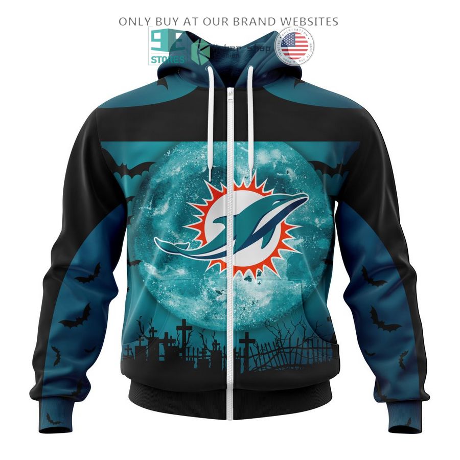 personalized nfl miami dolphins halloween moon 3d shirt hoodie 2 77700