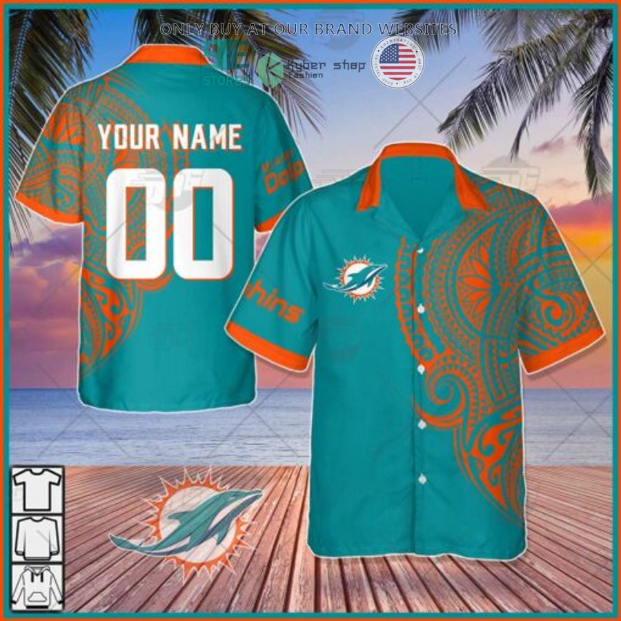 personalized nfl miami dolphins polynesian tattoo hawaiian shirt 1 28134