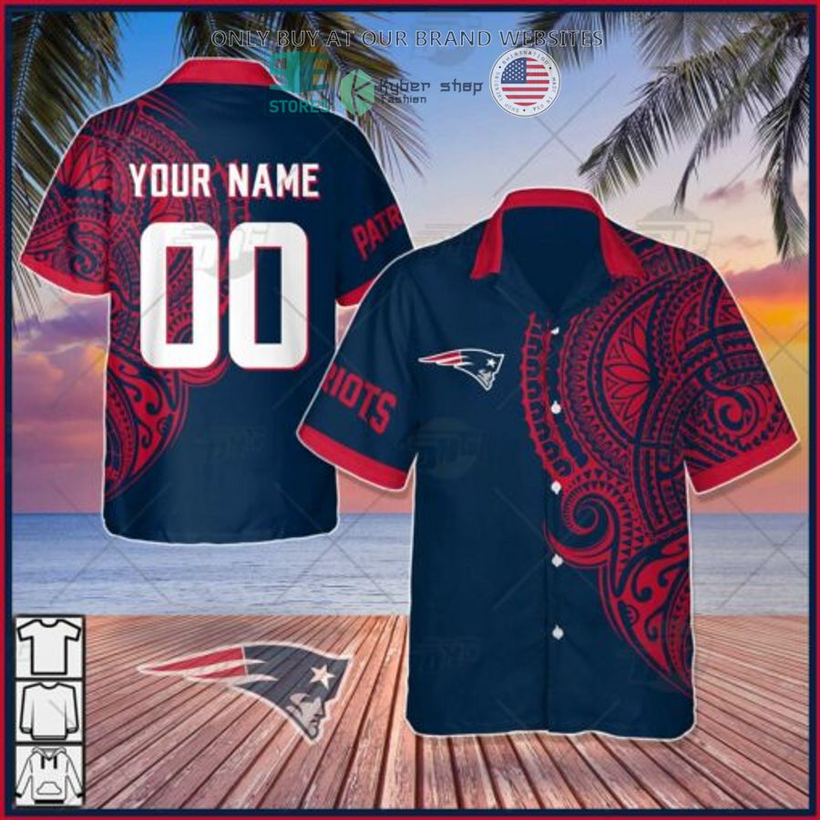 personalized nfl new england patriots polynesian tattoo hawaiian shirt 1 78752