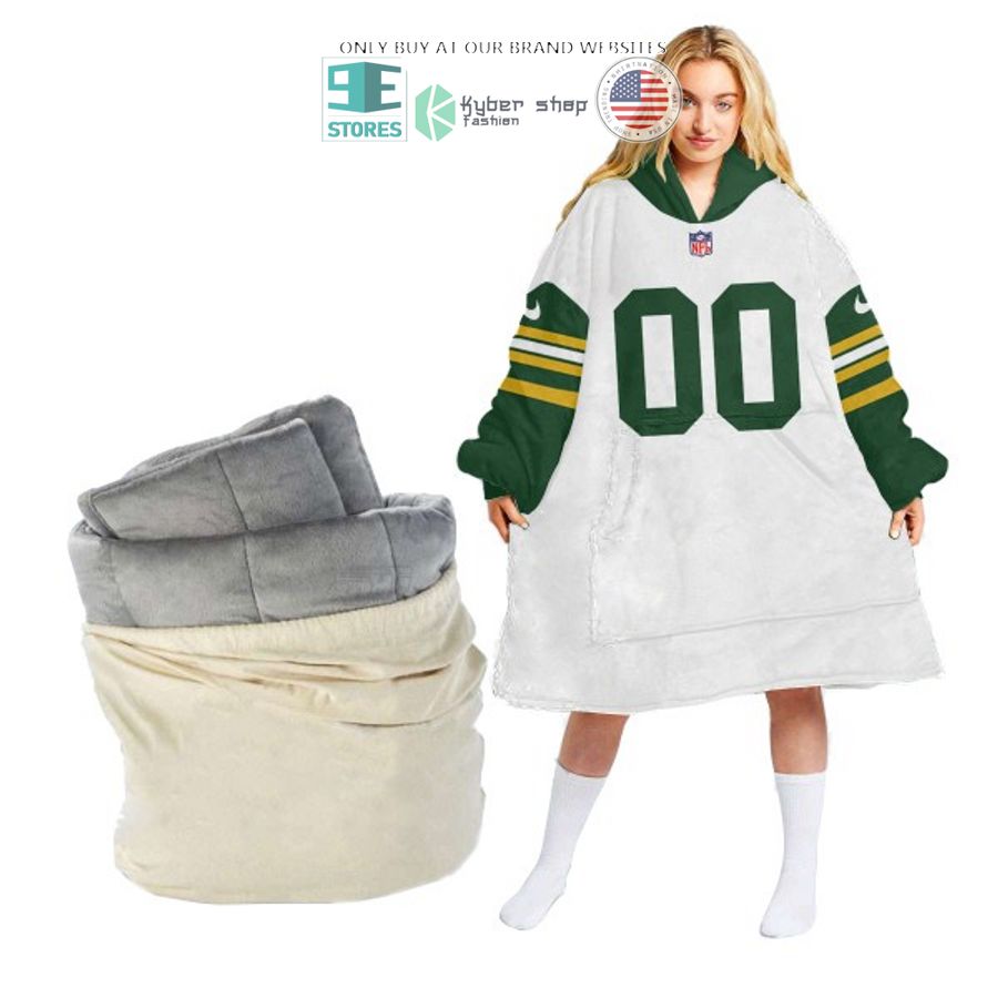 personalized nfl nike white green sherpa hoodie blanket 1 74437