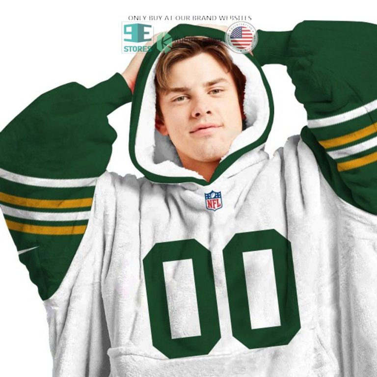 personalized nfl nike white green sherpa hoodie blanket 3 88035