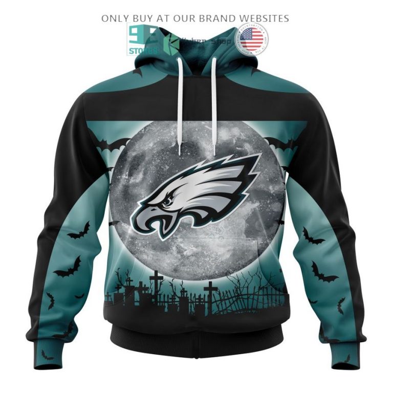 personalized nfl philadelphia eagles halloween moon 3d shirt hoodie 1 16613