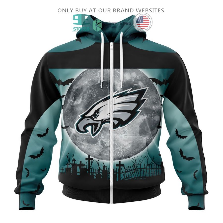 personalized nfl philadelphia eagles halloween moon 3d shirt hoodie 2 10162
